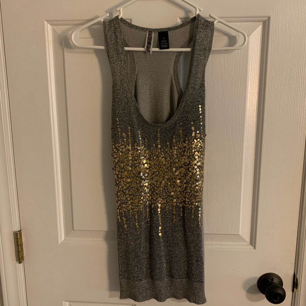 BKE Silver w/ Gold Sequins Racerback Tank